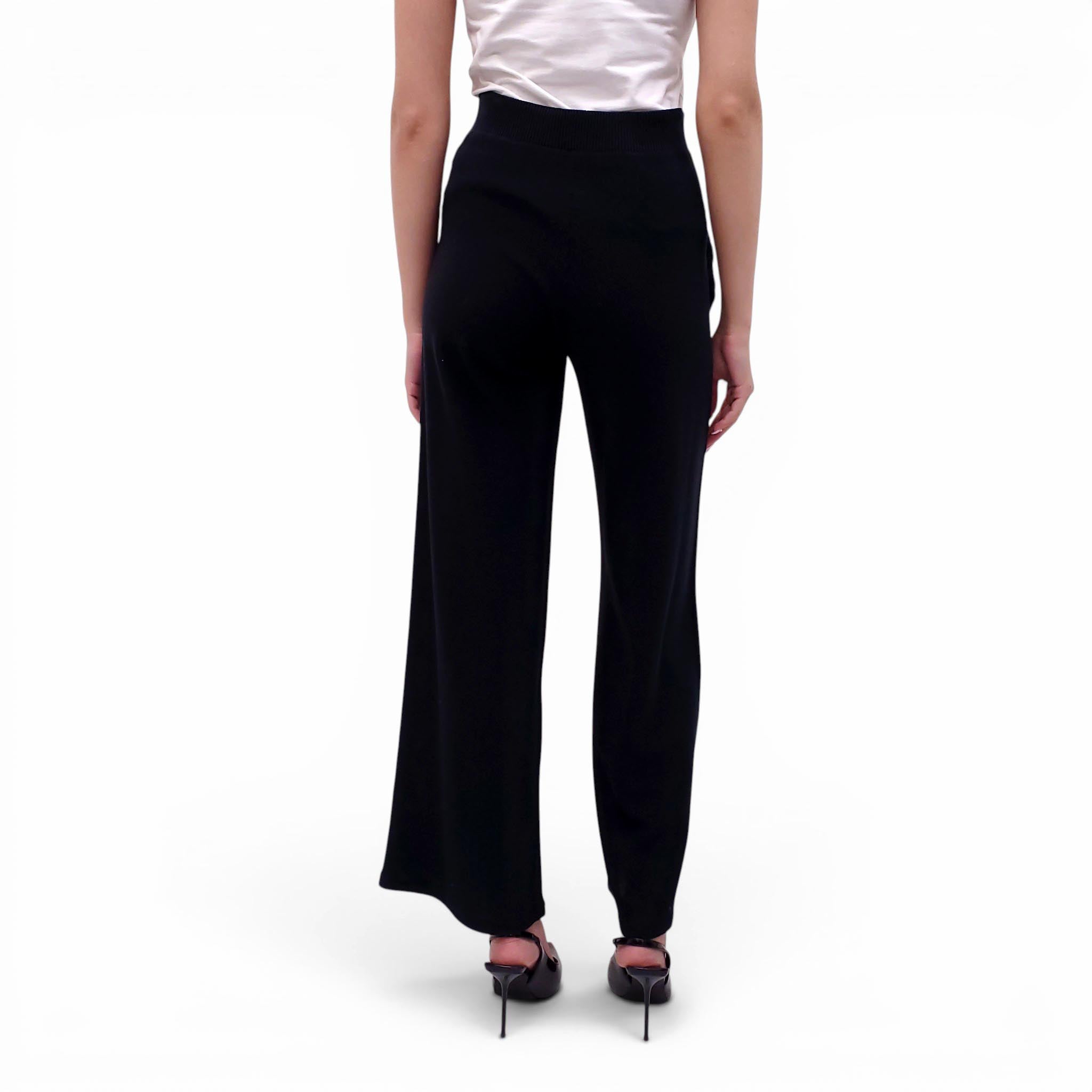 SONIA RYKIEL BLACK KNIT PANTS WITH ROSETTE DETAILS - SIZE S