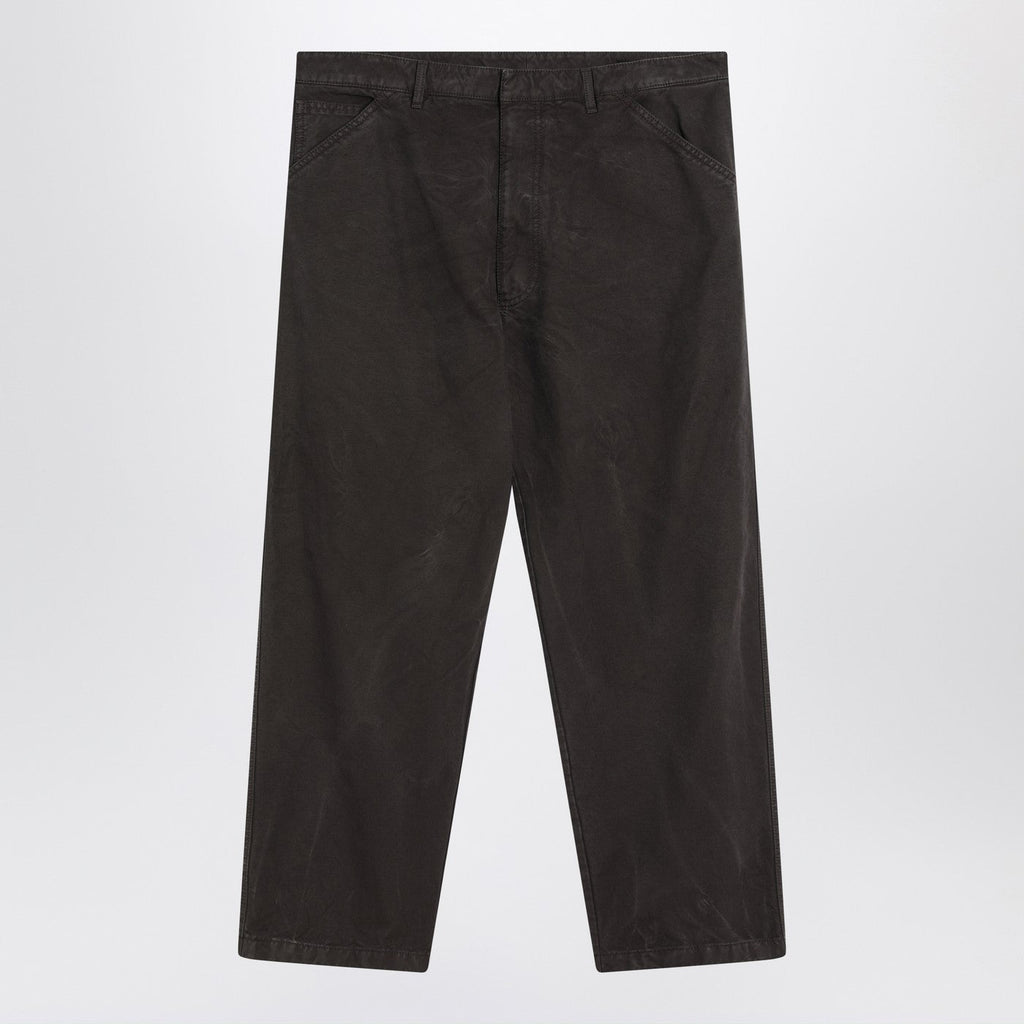 Prada Vintage-Effect Brown Cotton Trousers Men