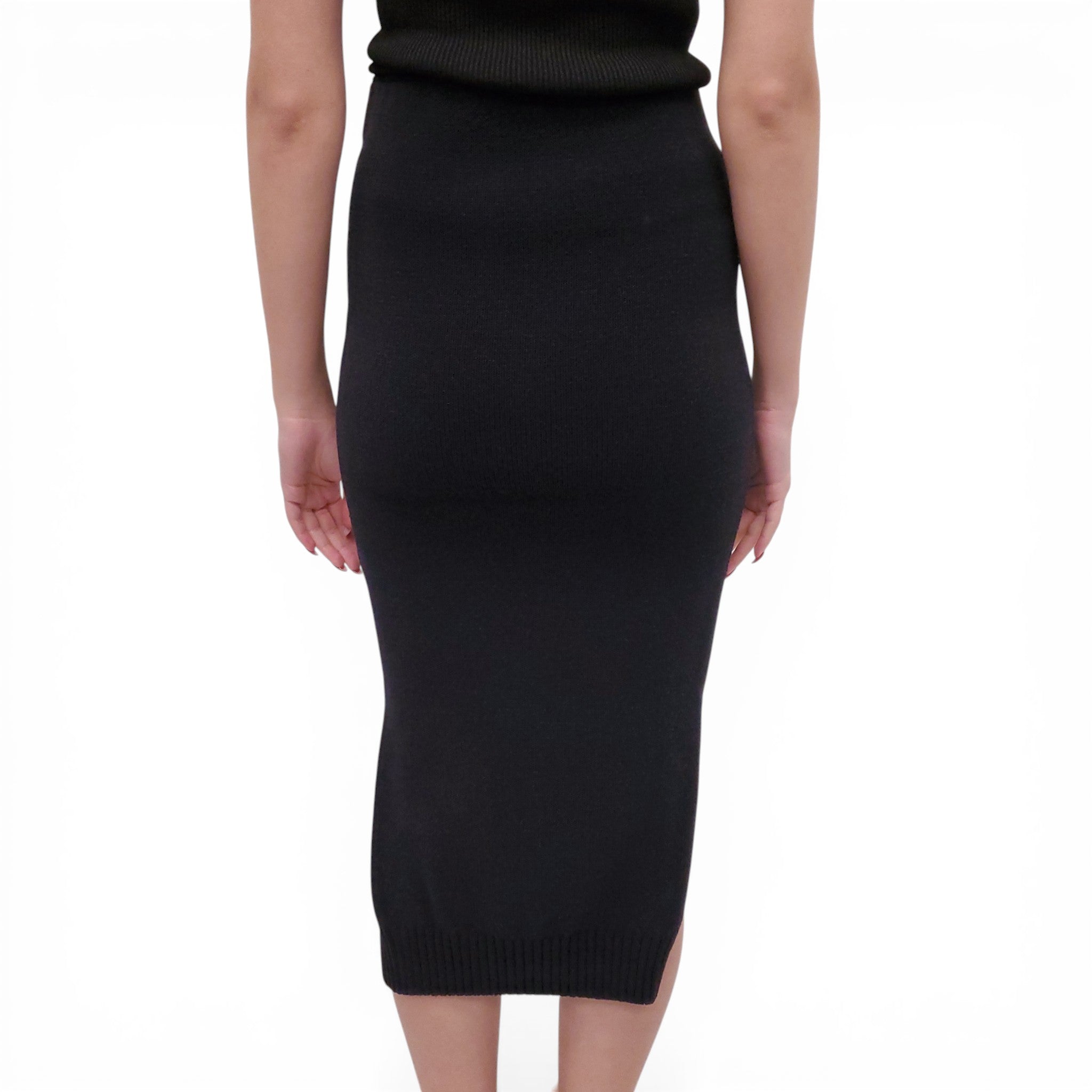 SPORTMAX BLACK COTTON BLEND KNIT SKIRT - SIZE M