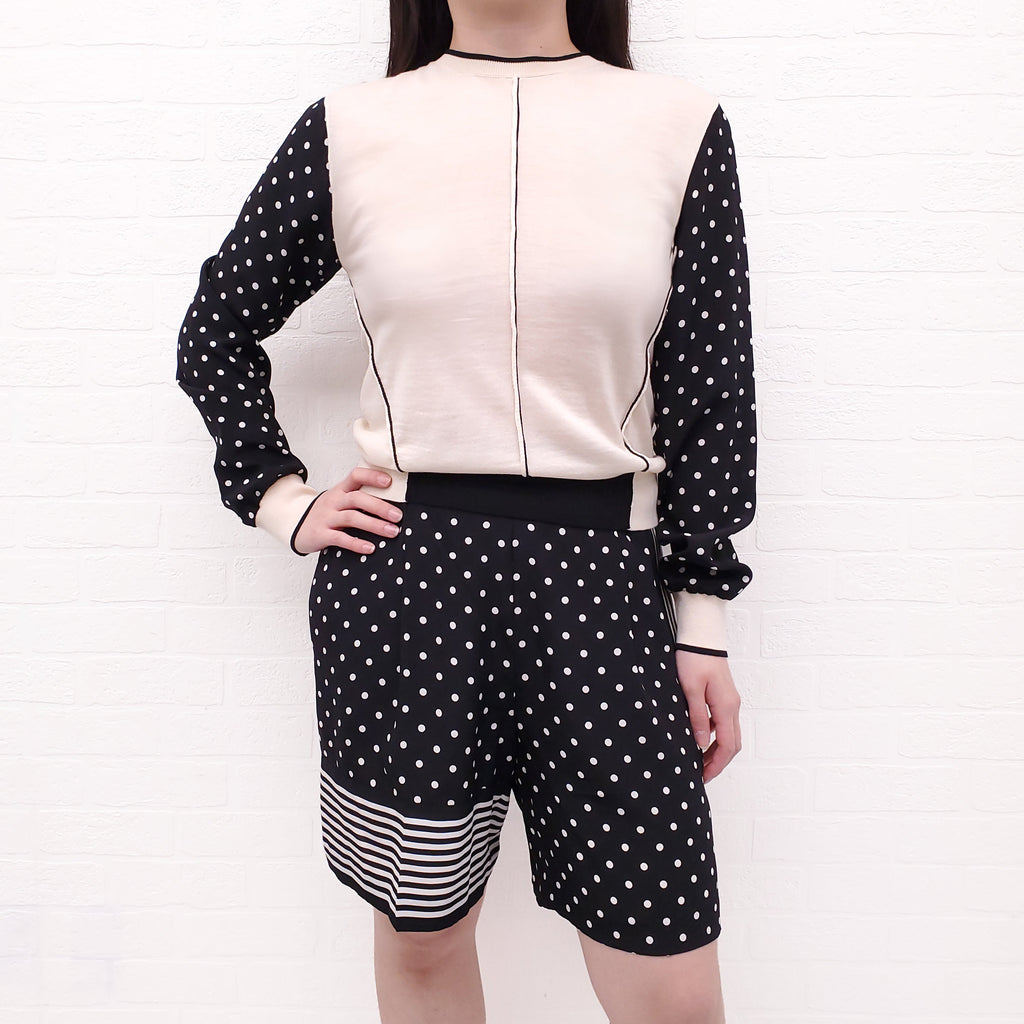 STELLA MCCARTNEY CREAM AND BLACK POLKA DOT 2-PIECE SET - SIZE 36/38