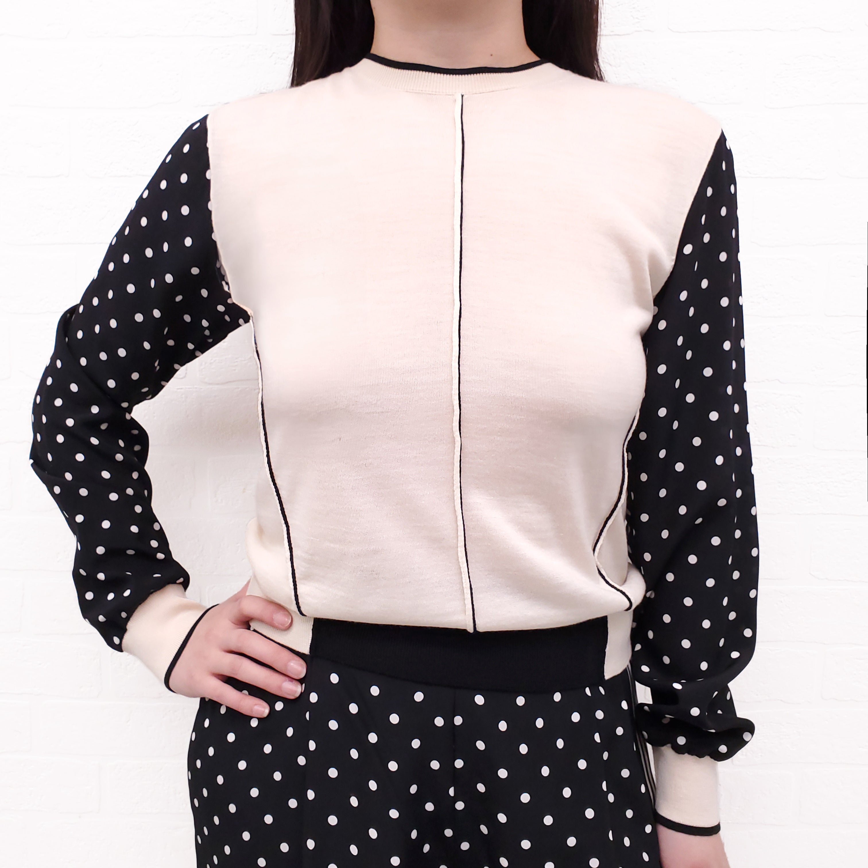 STELLA MCCARTNEY CREAM AND BLACK POLKA DOT 2-PIECE SET - SIZE 36/38