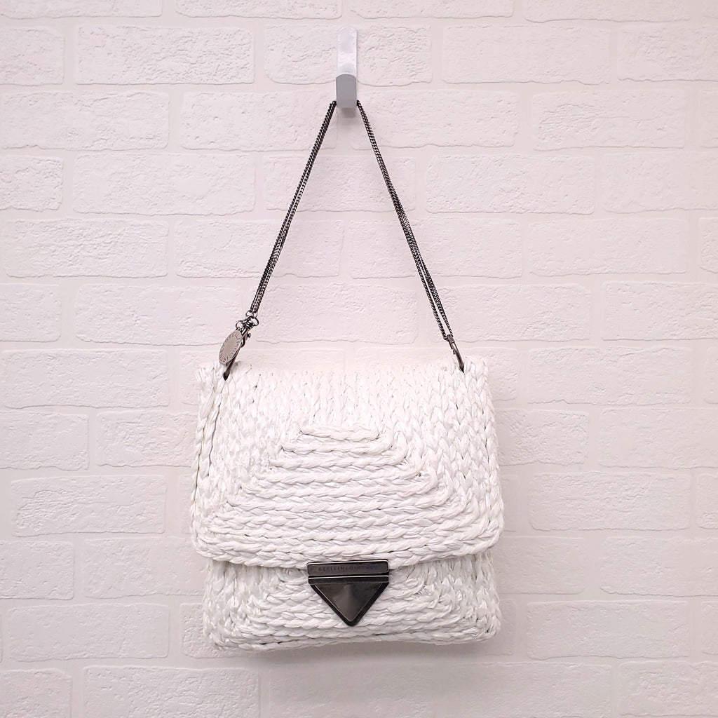 STELLA MCCARTNEY WHITE RAFFIA SHOULDER BAG