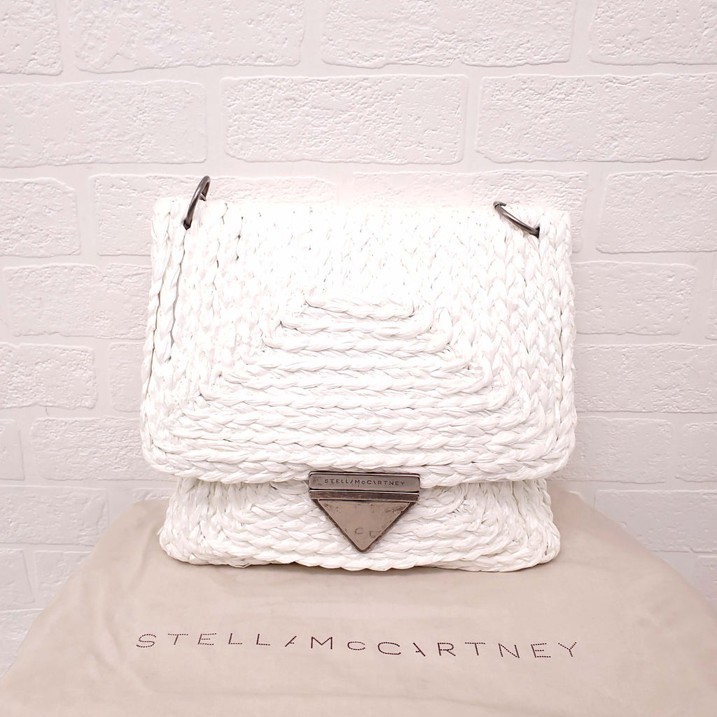 STELLA MCCARTNEY WHITE RAFFIA SHOULDER BAG
