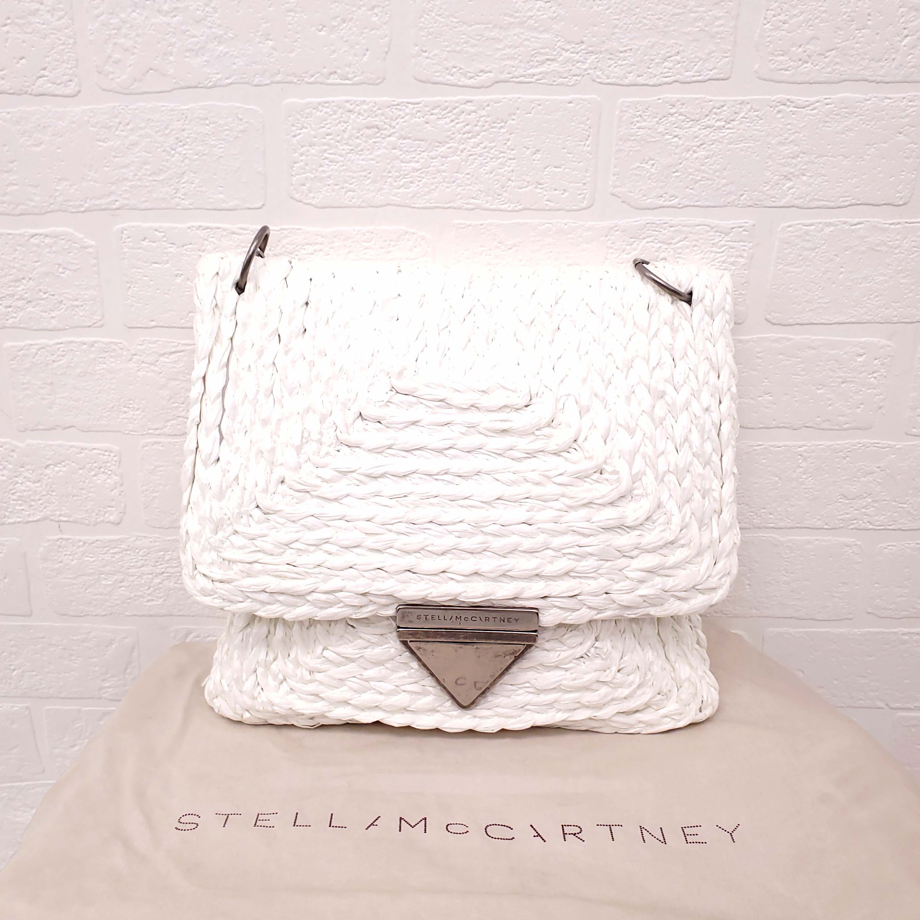 STELLA MCCARTNEY WHITE RAFFIA SHOULDER BAG