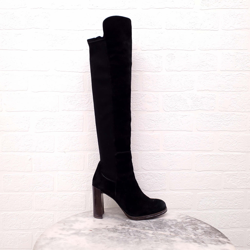 STUART WEITZMAN BLACK KNEE-HIGH SUEDE BOOTS - SIZE 5.5