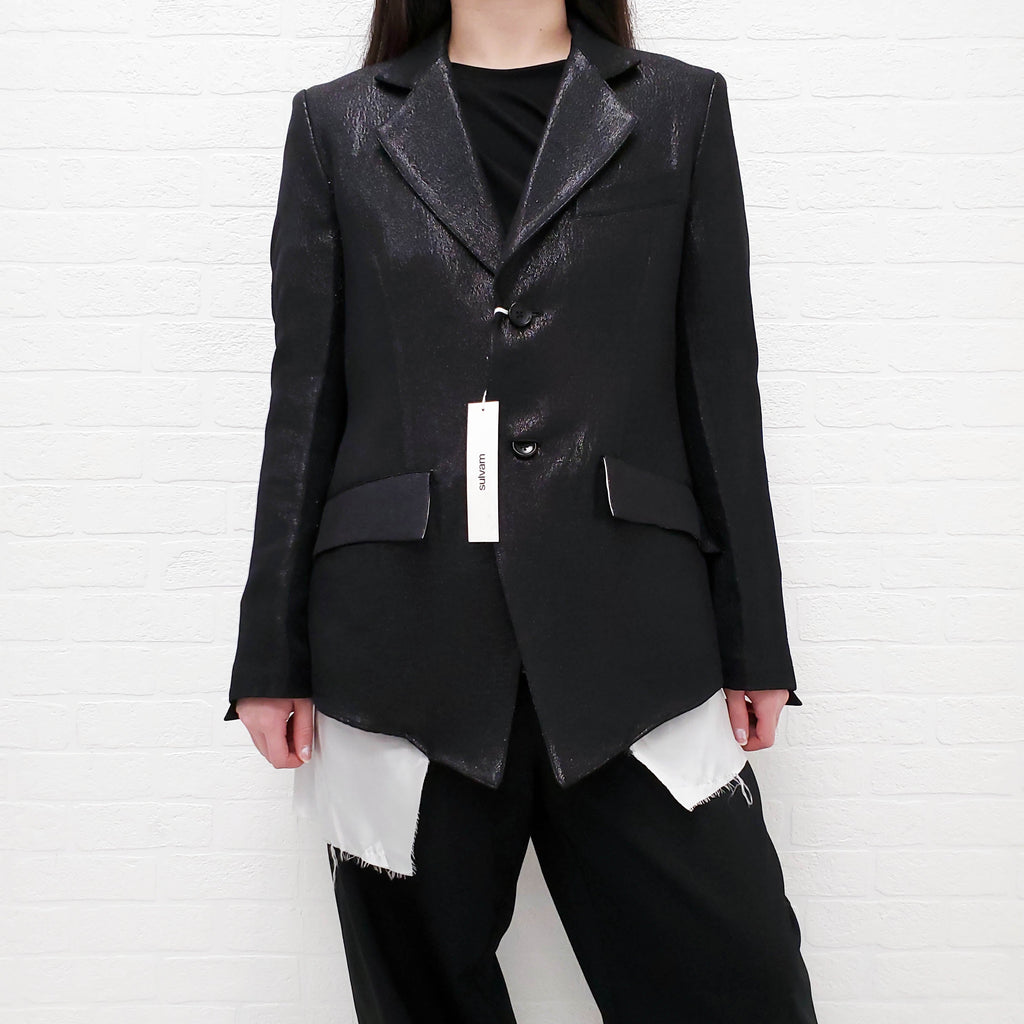 SULVAM BLACK OVERSIZED SPARKLE LAYERED BLAZER - SIZE S