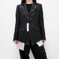 SULVAM BLACK OVERSIZED SPARKLE LAYERED BLAZER - SIZE S