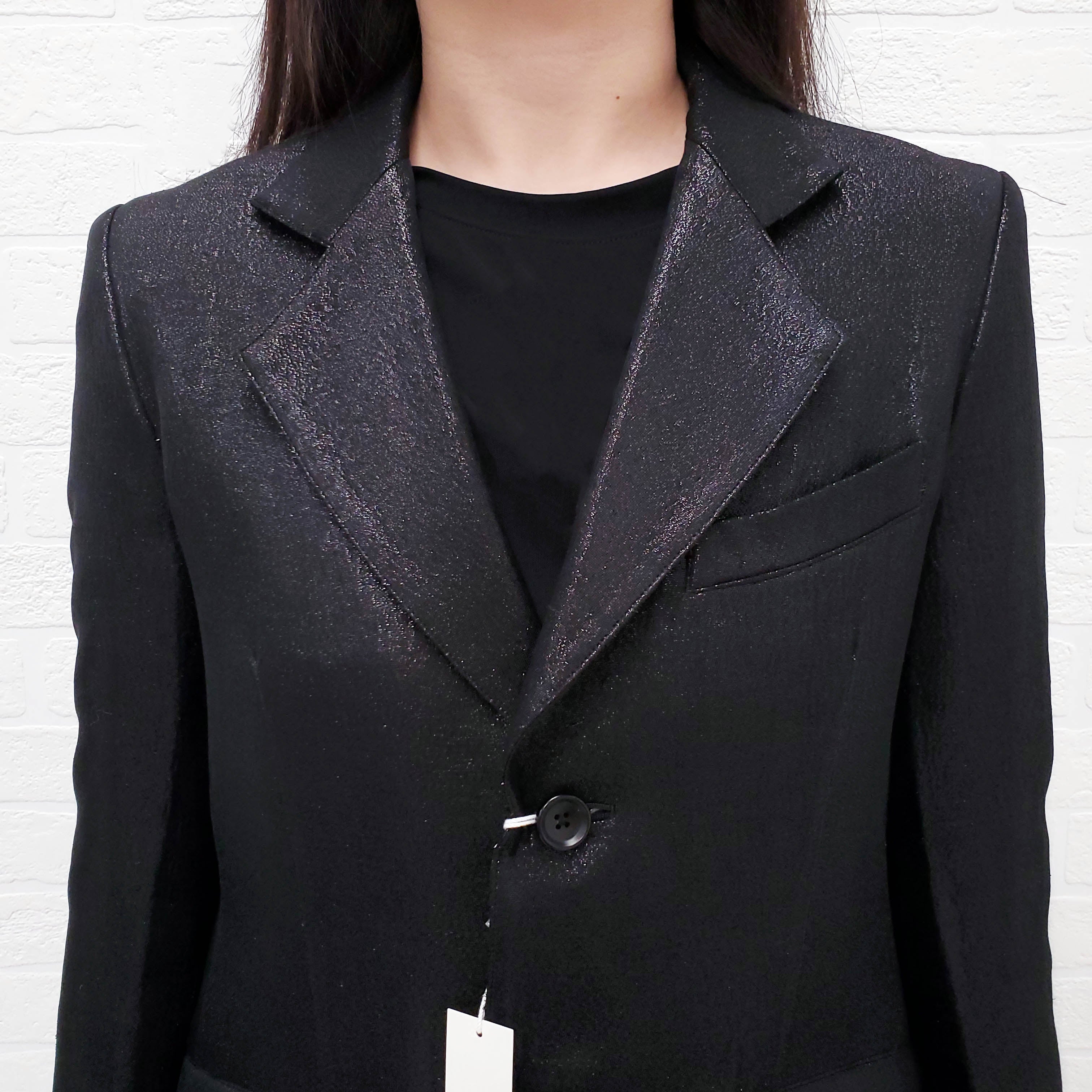 SULVAM BLACK OVERSIZED SPARKLE LAYERED BLAZER - SIZE S