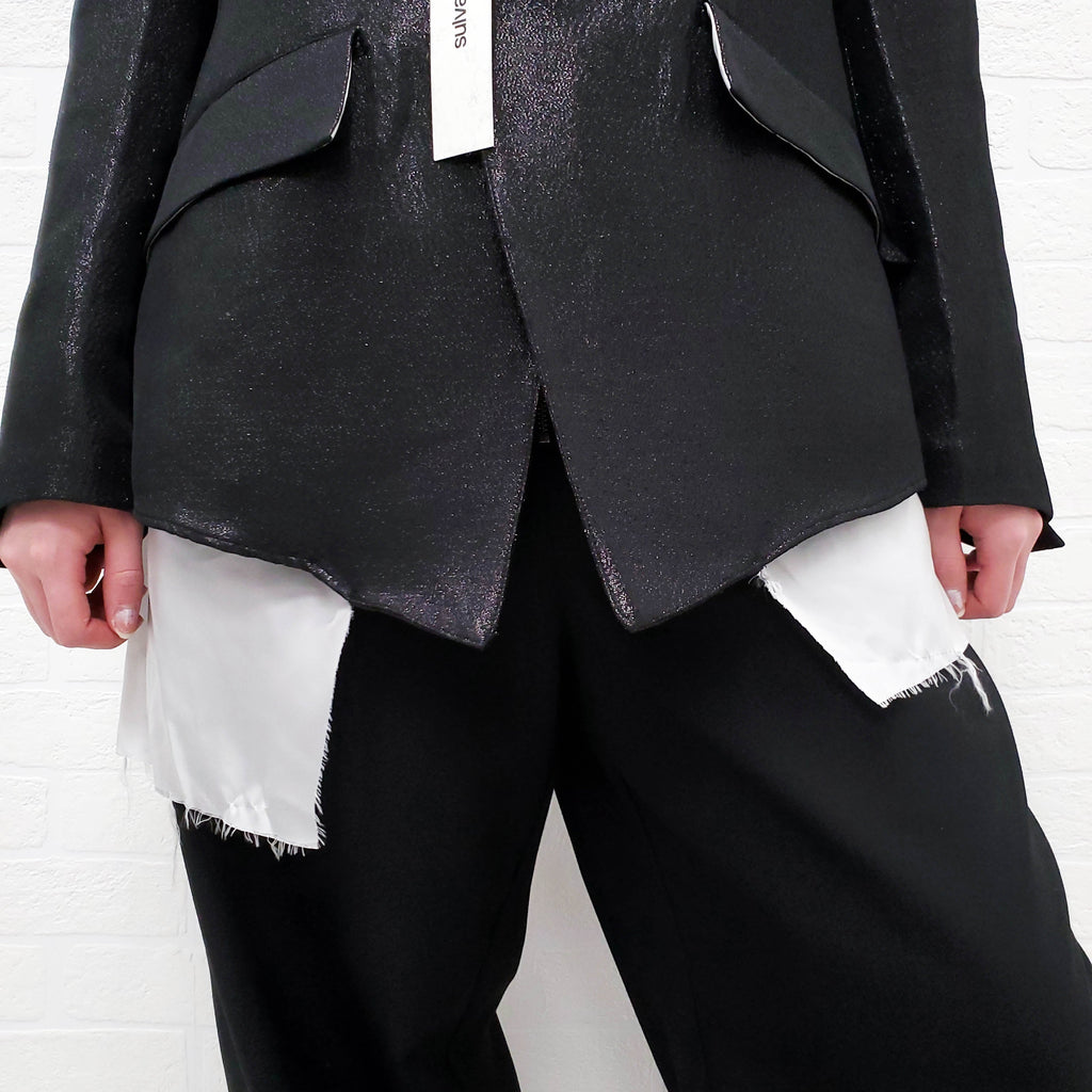 SULVAM BLACK OVERSIZED SPARKLE LAYERED BLAZER - SIZE S