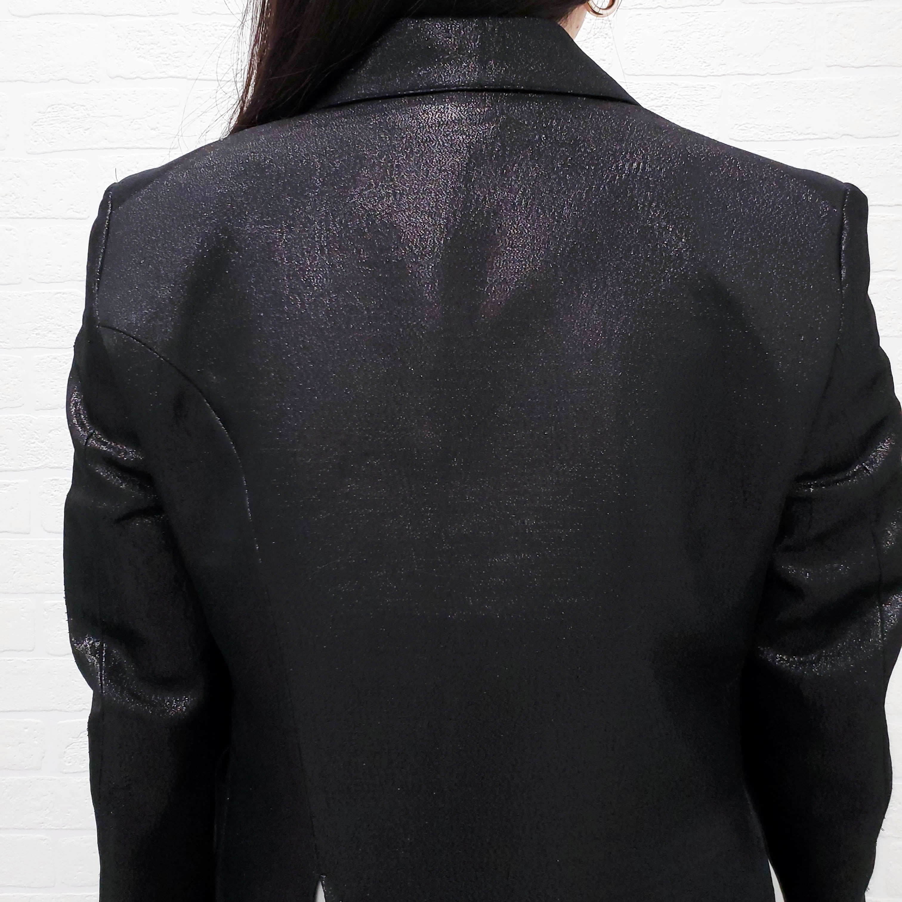 SULVAM BLACK OVERSIZED SPARKLE LAYERED BLAZER - SIZE S