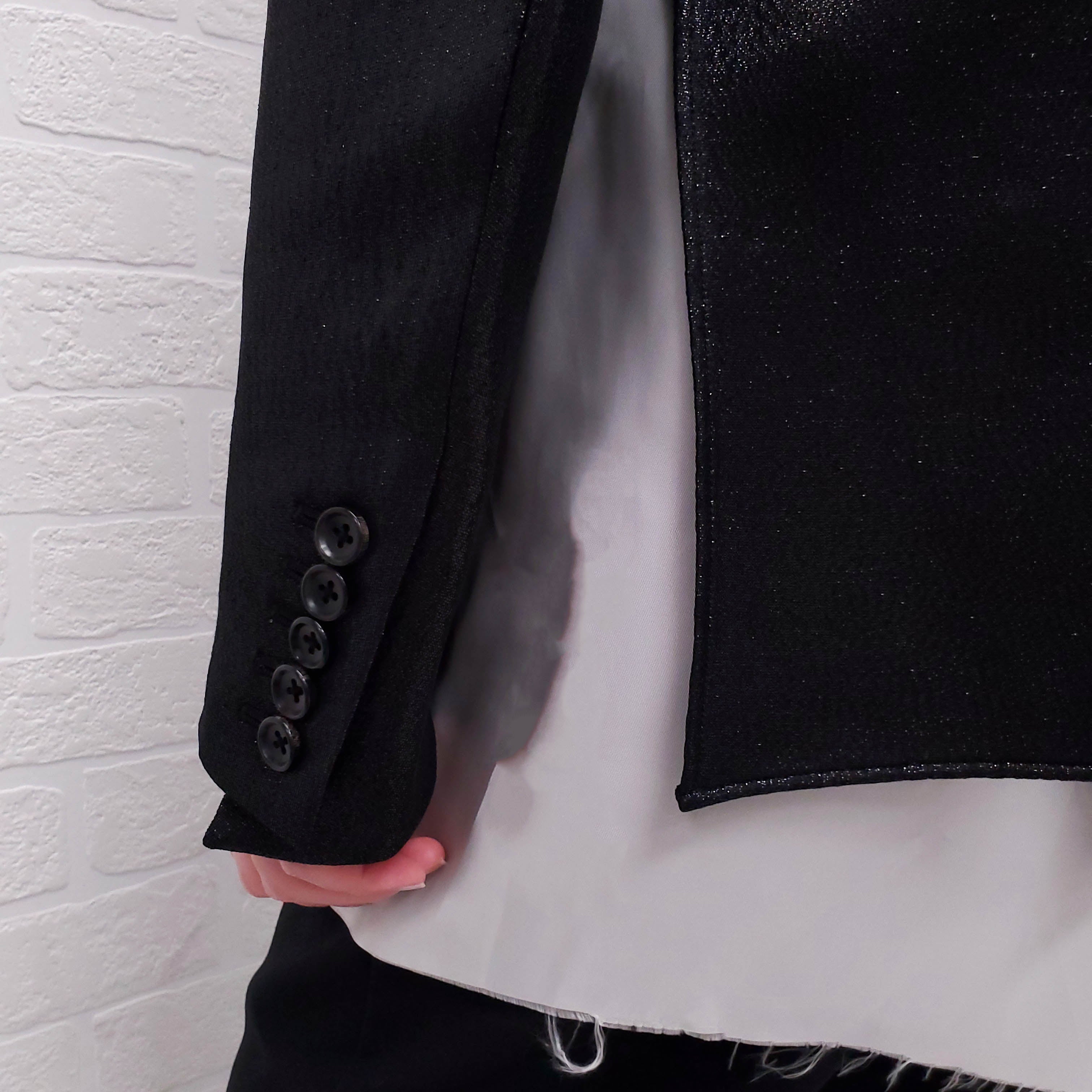 SULVAM BLACK OVERSIZED SPARKLE LAYERED BLAZER - SIZE S