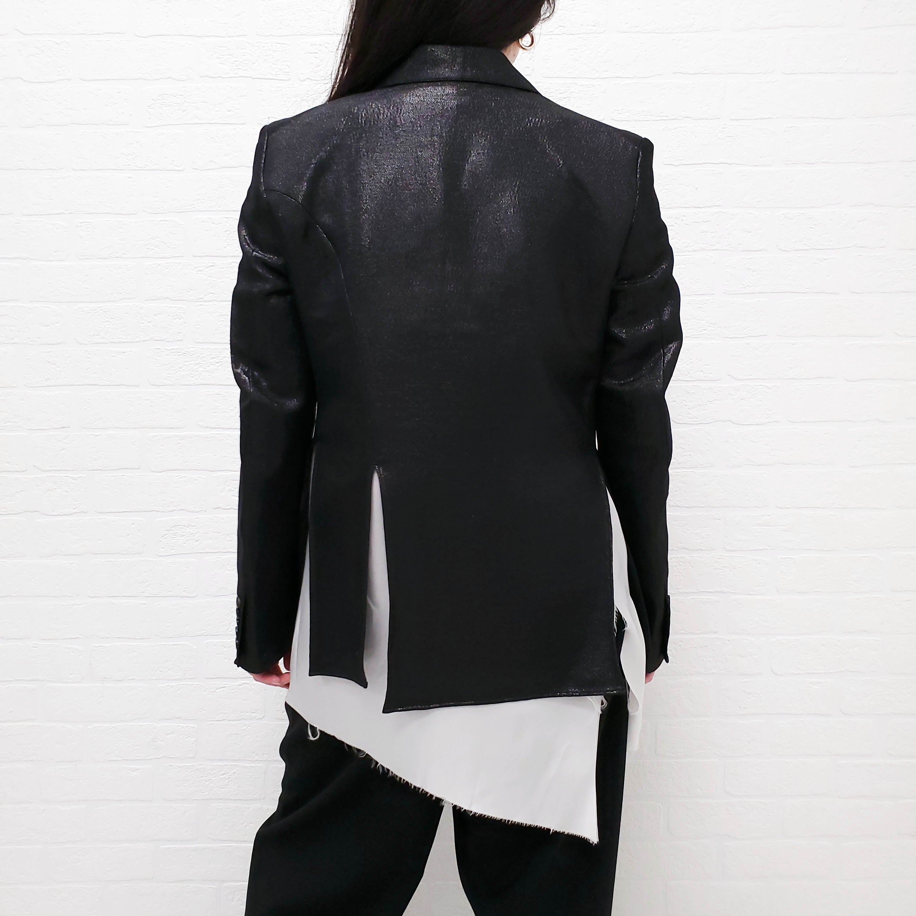 SULVAM BLACK OVERSIZED SPARKLE LAYERED BLAZER - SIZE S