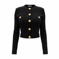 BALMAIN BLACK KNIT BLAZER WITH GOLD BUTTONS - SIZE 44