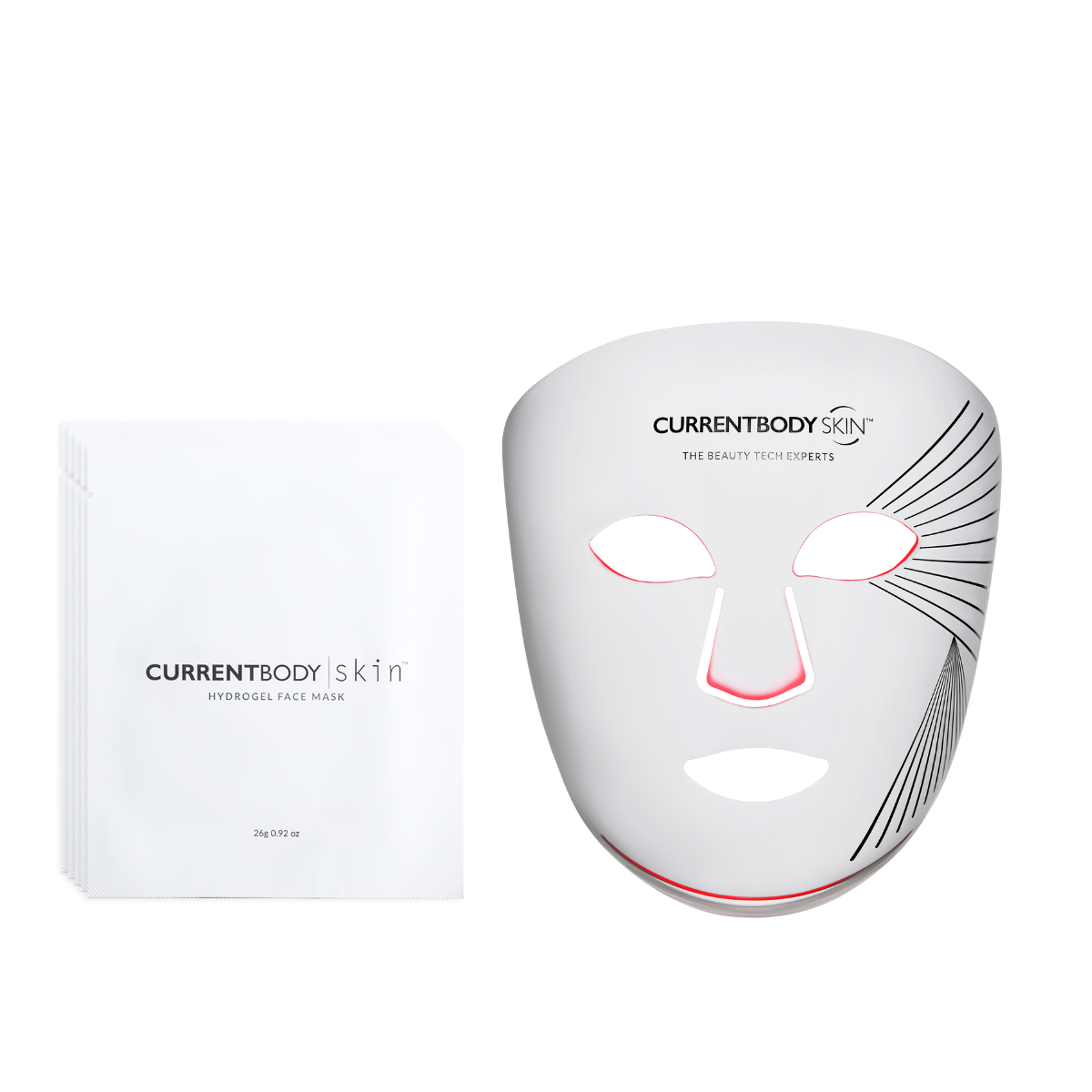 CurrentBody Skin LED Light Therapy Mask & Hydrogel Face Masks (10 Pack)
