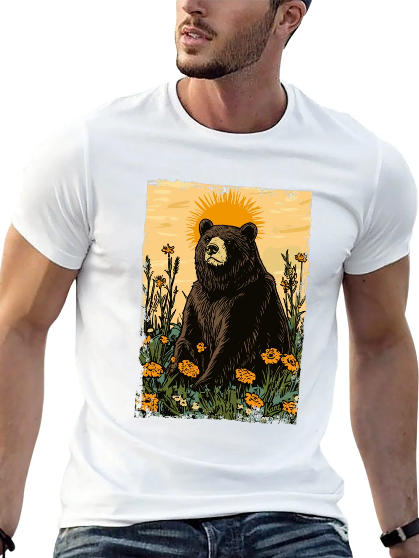 Bear & Sun Graphic Tee - Nature Inspired
