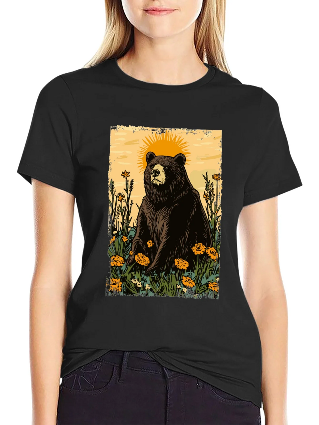 Bear & Sun Graphic Tee - Nature Inspired