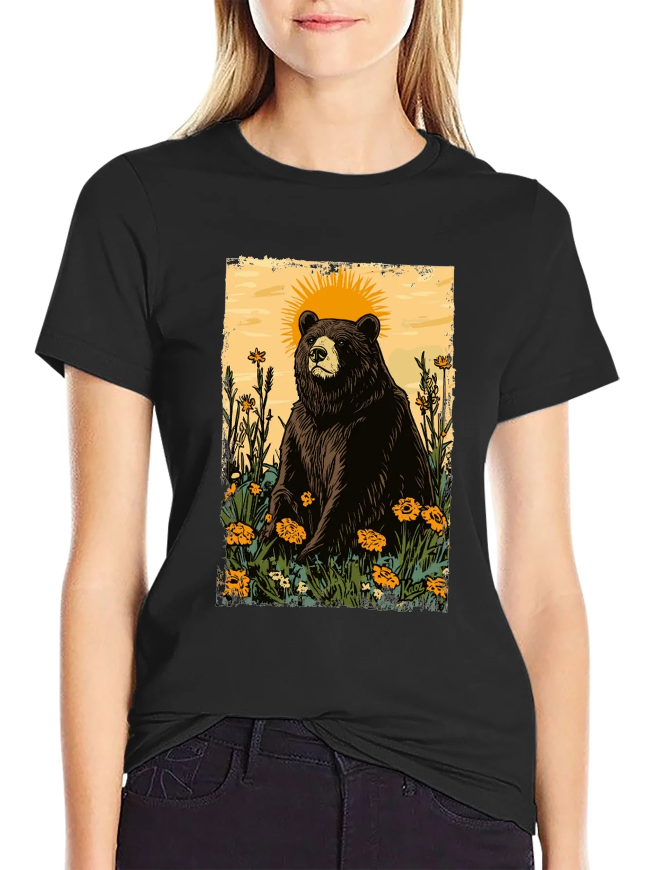 Bear & Sun Graphic Tee - Nature Inspired