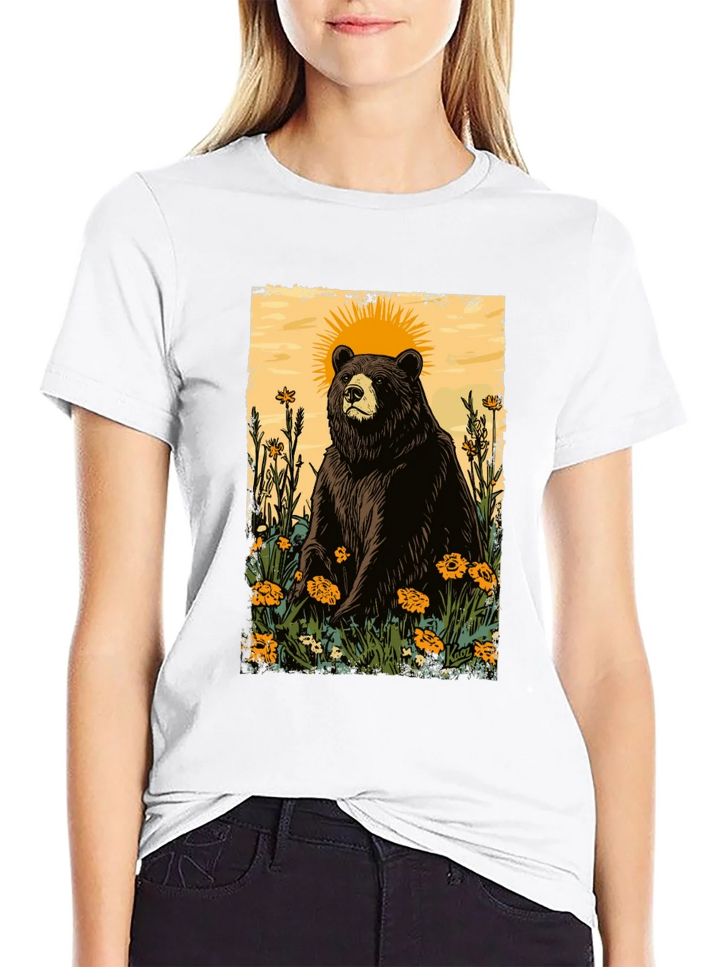 Bear & Sun Graphic Tee - Nature Inspired