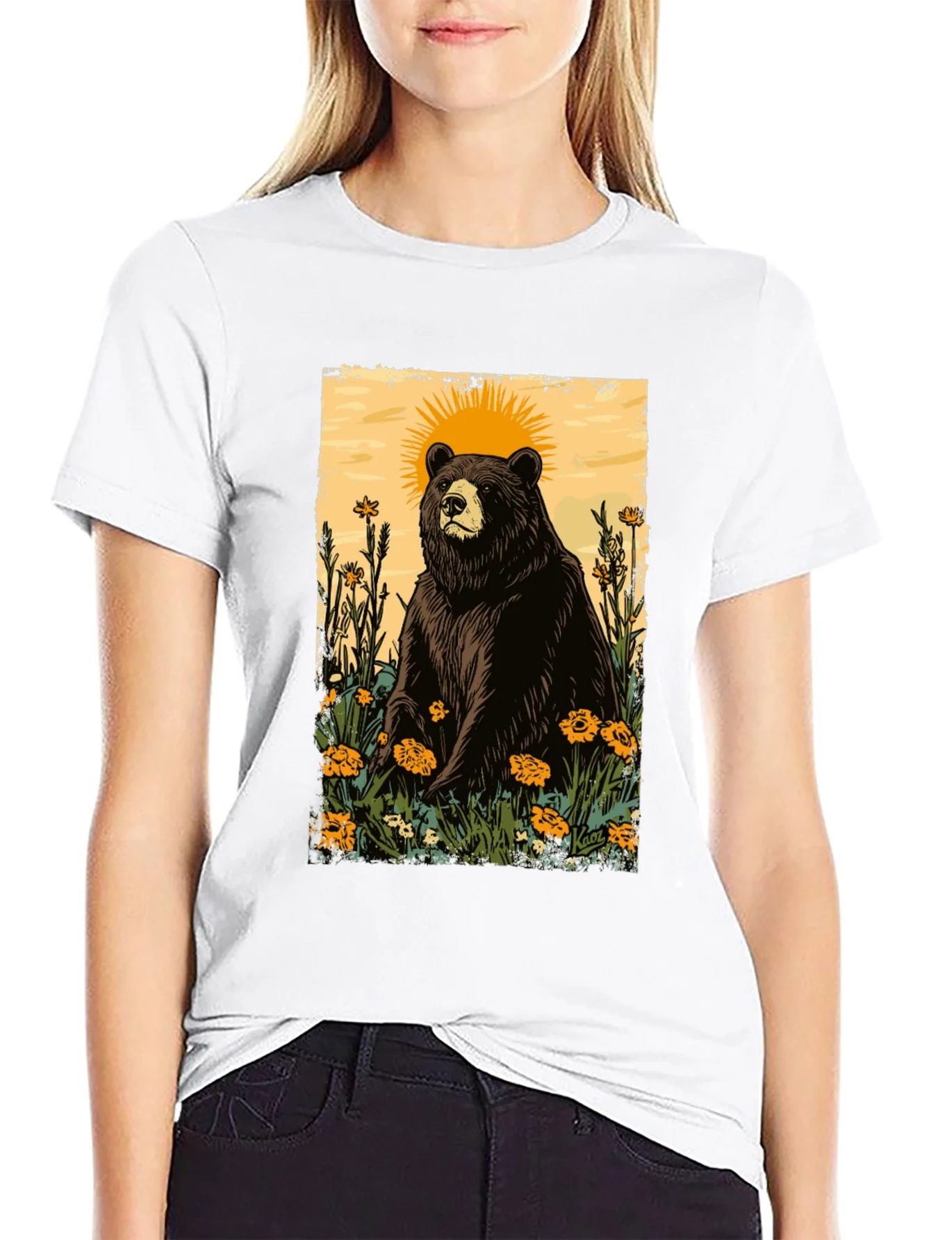 Bear & Sun Graphic Tee - Nature Inspired
