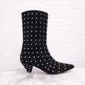 THE ATTICO BLACK SUEDE SWAROVSKI EMBELLISHED 'SOFIA' BOOTIES - SIZE 37