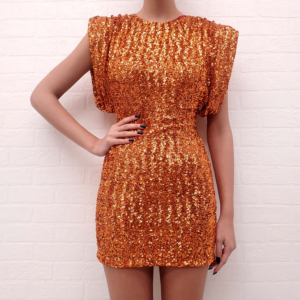 THE ATTICO ORANGE SEQUIN DRESS - SIZE 38