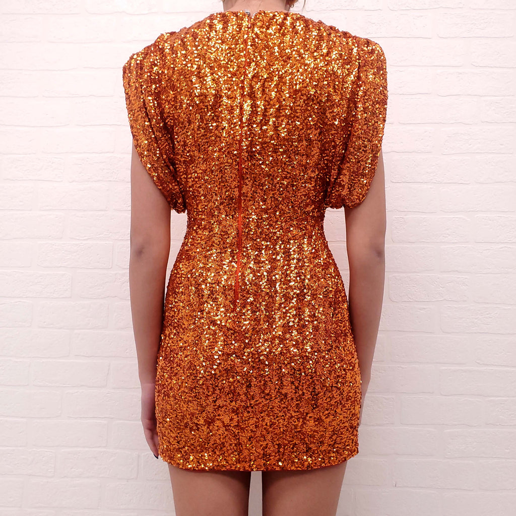 THE ATTICO ORANGE SEQUIN DRESS - SIZE 38