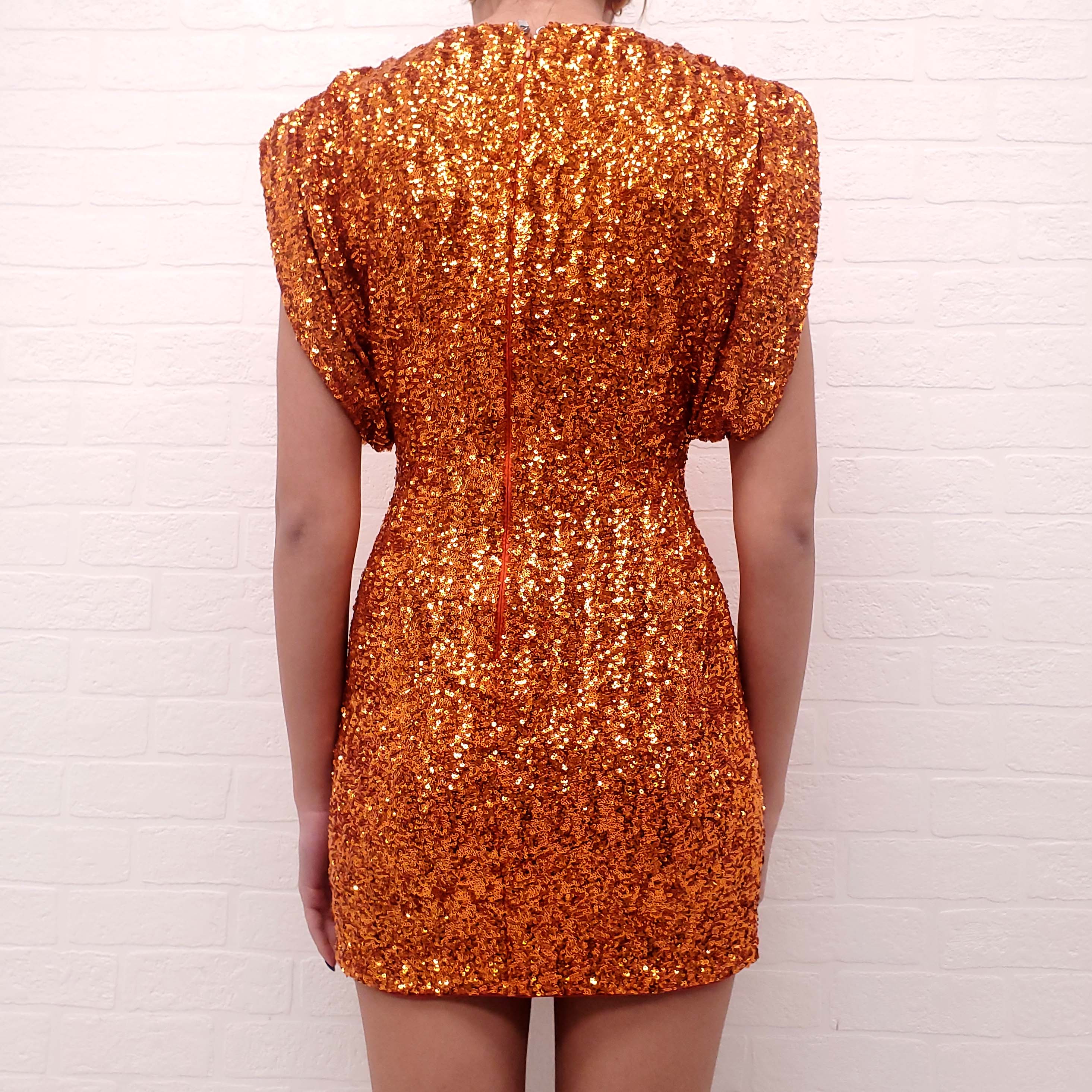 THE ATTICO ORANGE SEQUIN DRESS - SIZE 38
