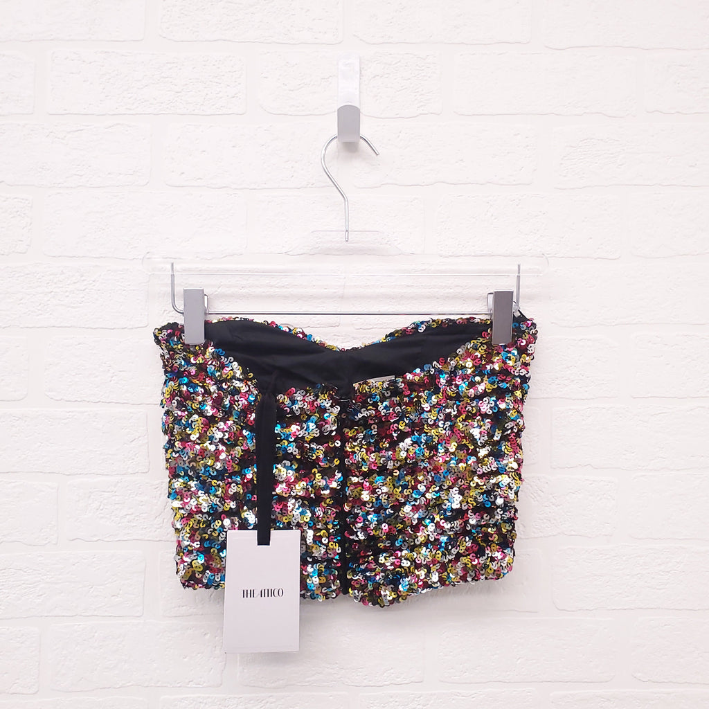 THE ATTICO RAINBOW SEQUIN CUT OUT CROP TOP - SIZE 36