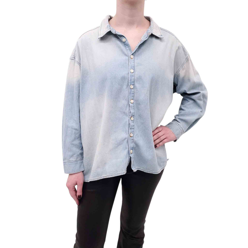THE GREAT DENIM BUTTON UP BLOUSE - SIZE 1/S