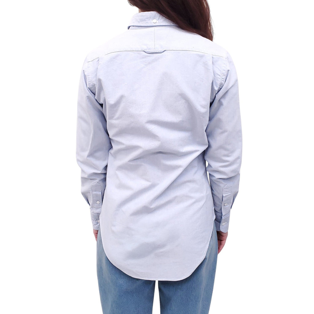 THOM BROWNE BLUE COTTON BUTTON-UP SHIRT - SIZE 2/M