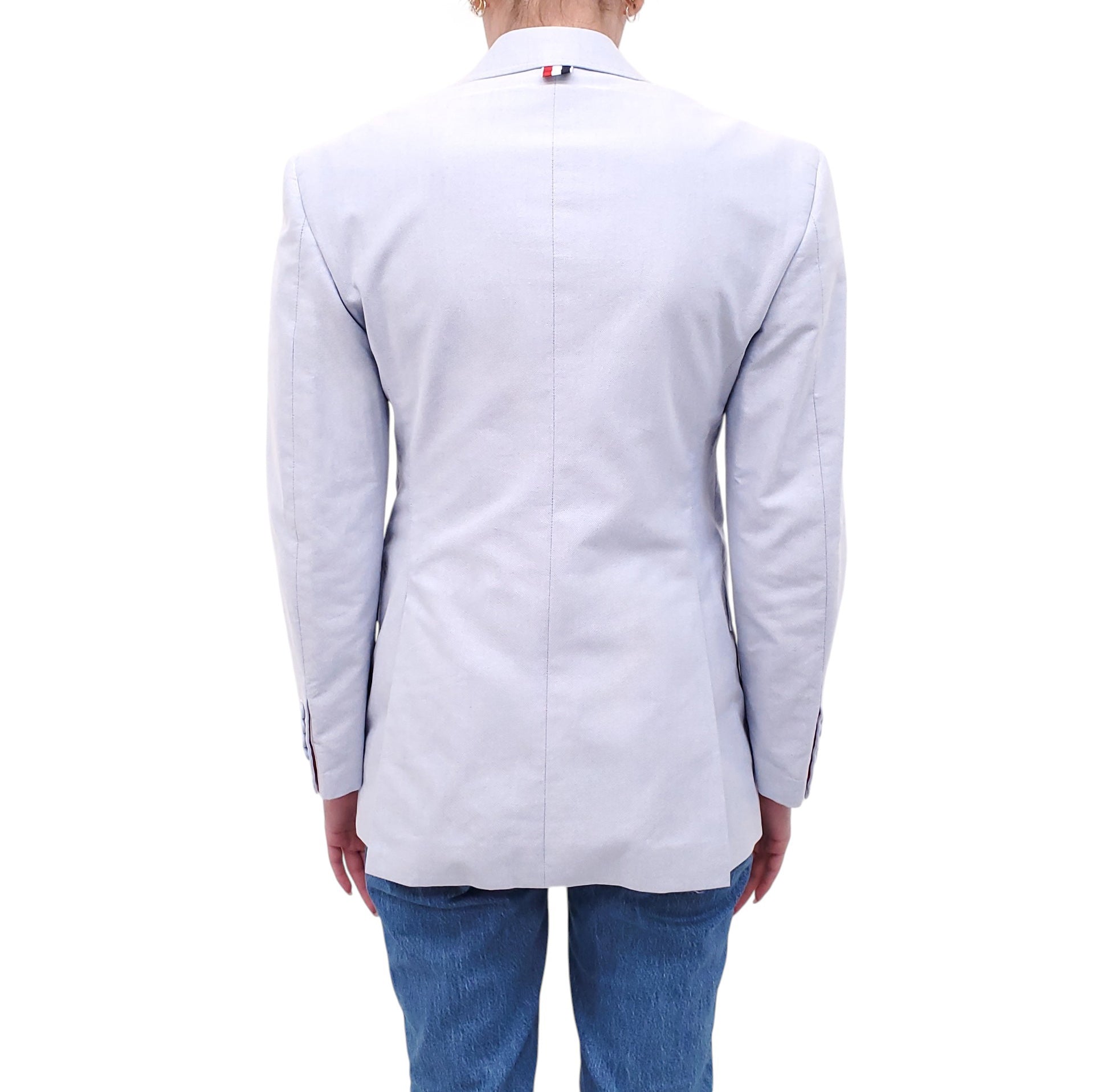 THOM BROWNE BLUE LINEN BLAZER - SIZE 40