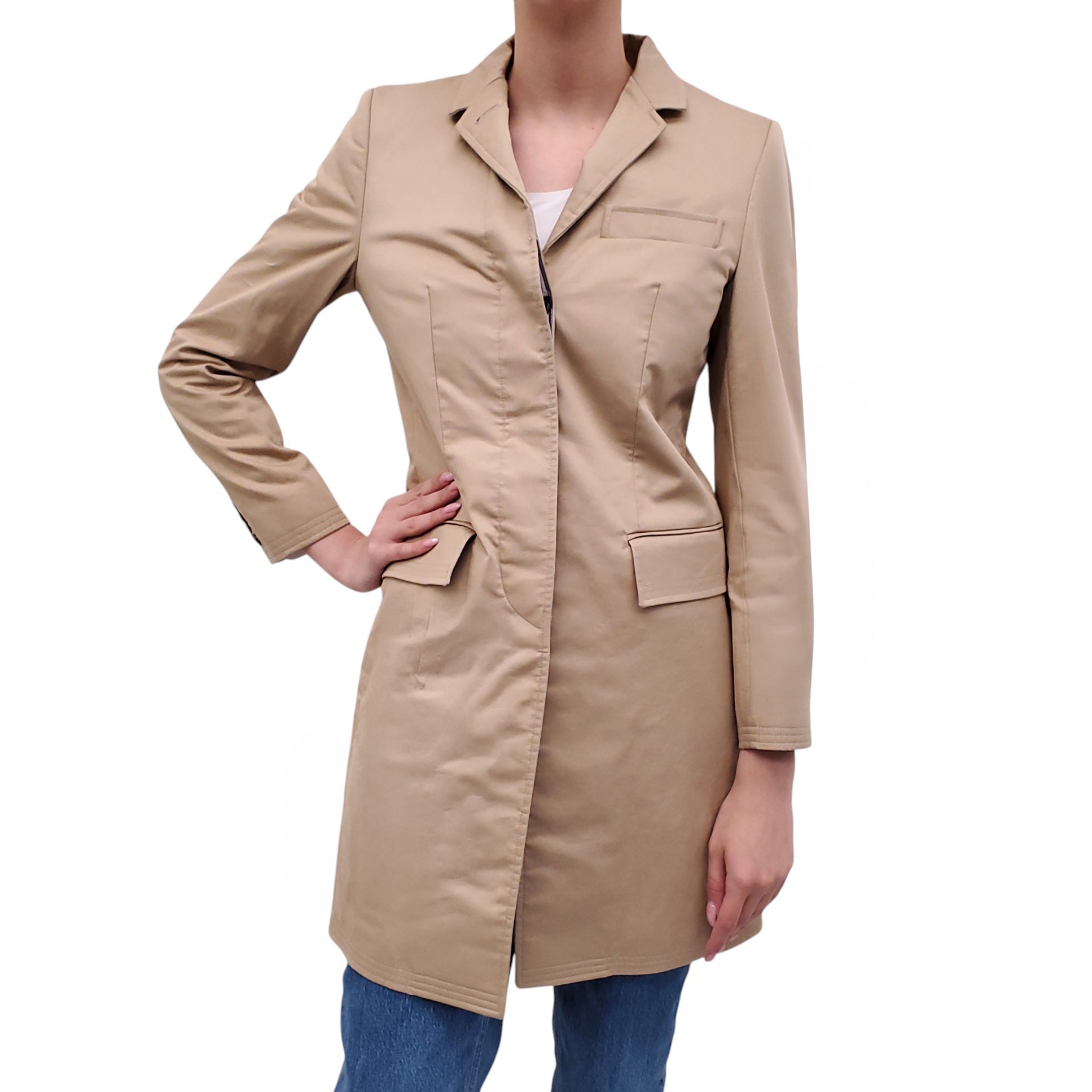 THOM BROWNE KHAKI CLASSIC CHESTERFIELD COAT - SIZE 40
