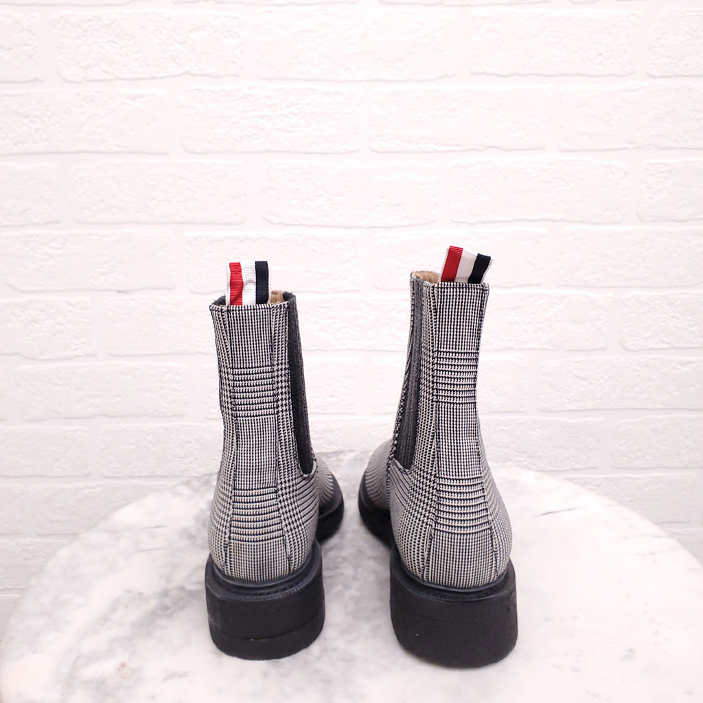 THOM BROWNE PLAID CHELSEA BOOTS - SIZE 38.5