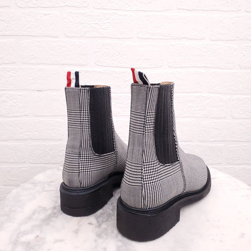 THOM BROWNE PLAID CHELSEA BOOTS - SIZE 38.5