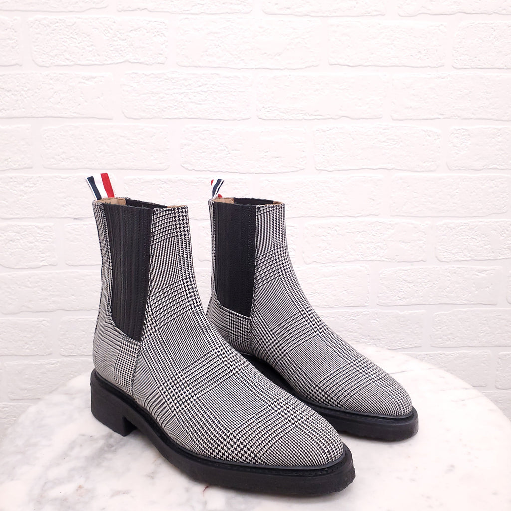 THOM BROWNE PLAID CHELSEA BOOTS - SIZE 38.5