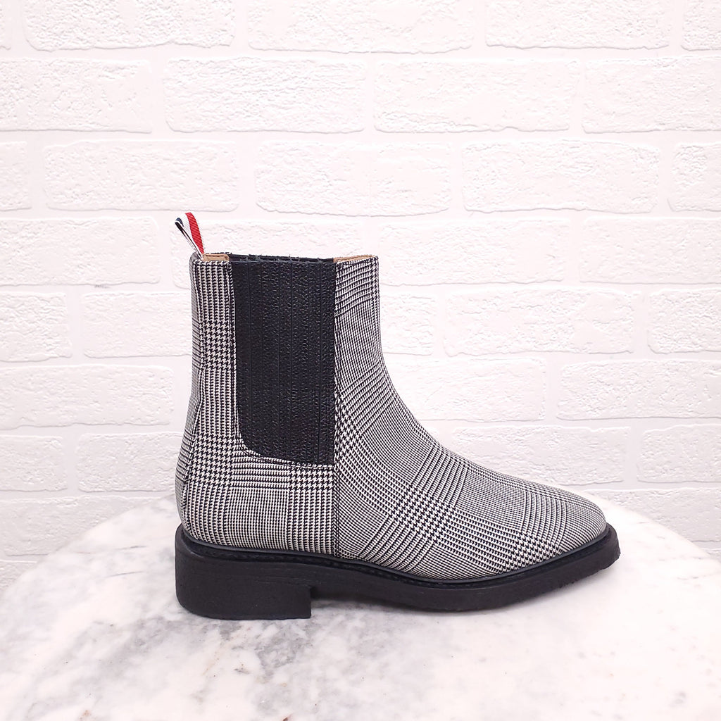 THOM BROWNE PLAID CHELSEA BOOTS - SIZE 38.5