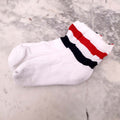 THOM BROWNE WHITE SOCKS WITH NAVY AND RED STRIPES - SIZE XS