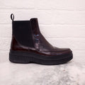 TOD'S BURGUNDY PATENT CHELSEA BOOTS - SIZE 38