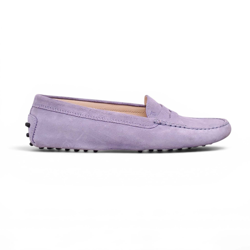 TOD'S PURPLE SUEDE LOAFERS - SIZE 38