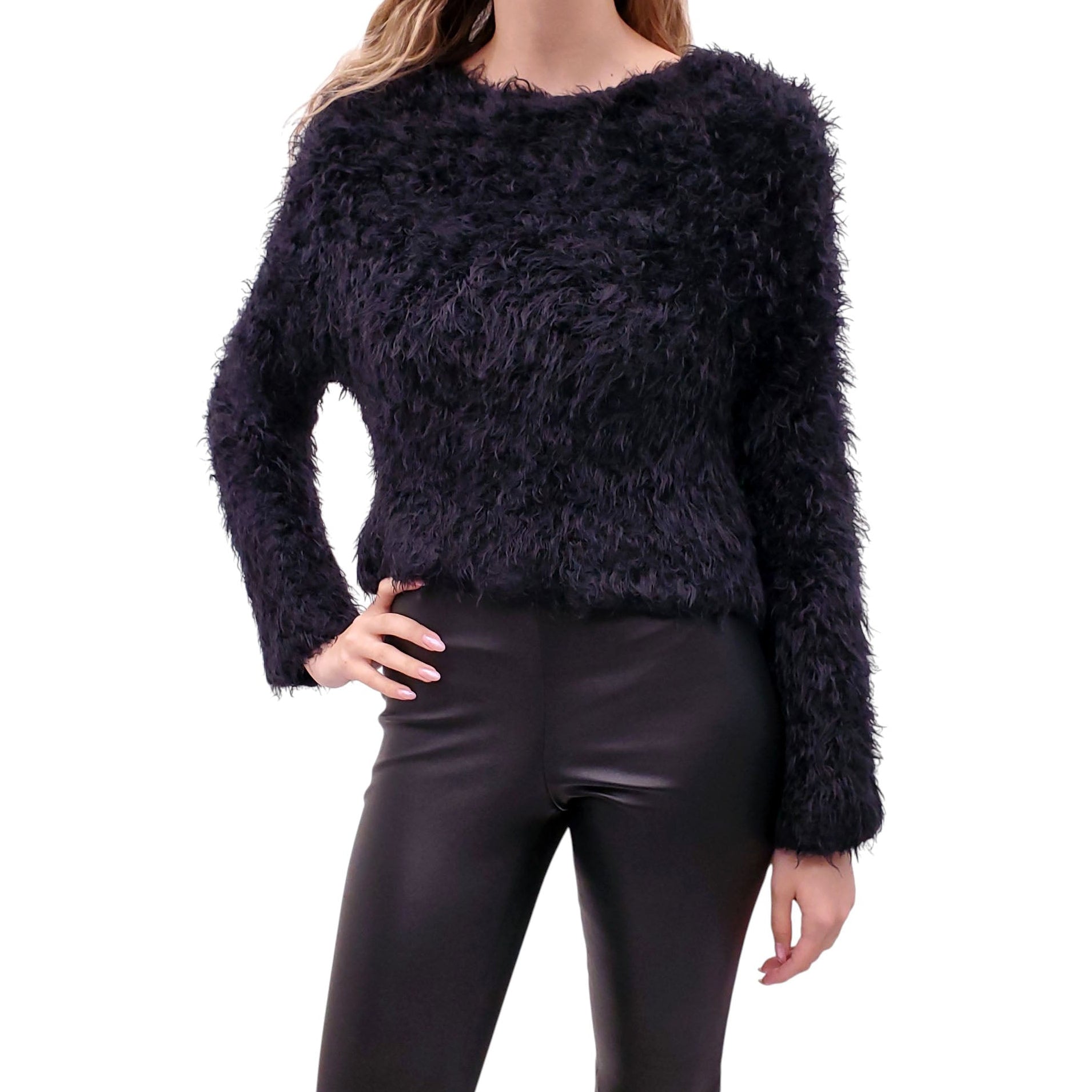 TOM FORD BLACK FUZZY SWEATER - SIZE S