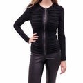 TOM FORD BLACK RUCHED SPANDEX JACKET - SIZE 38