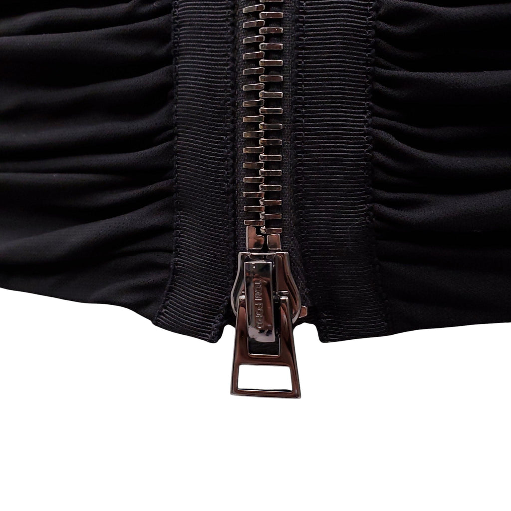 TOM FORD BLACK RUCHED SPANDEX JACKET - SIZE 38