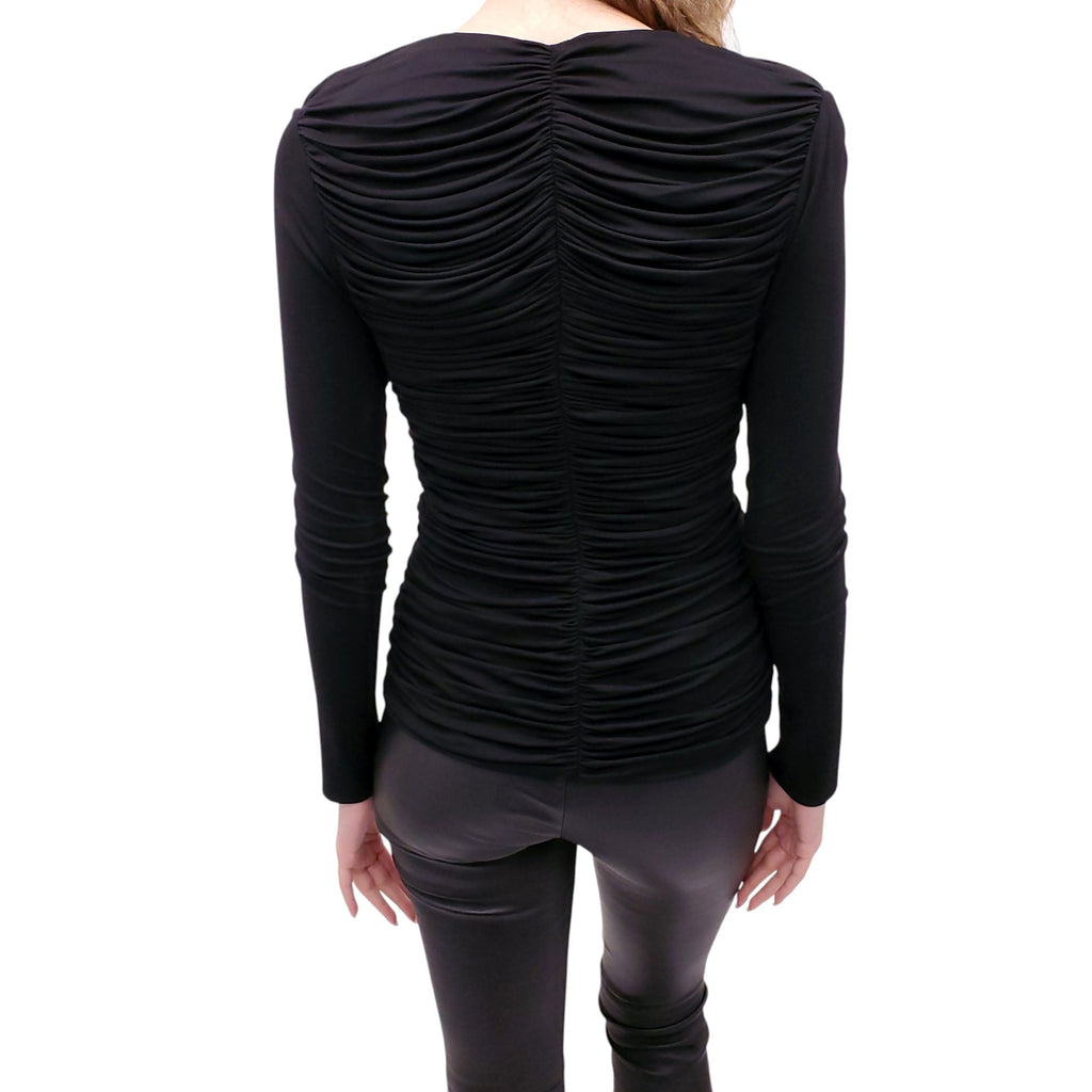 TOM FORD BLACK RUCHED SPANDEX JACKET - SIZE 38