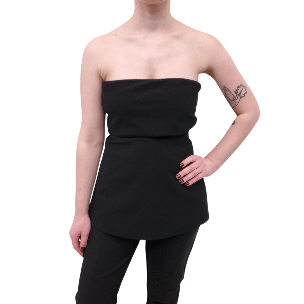 TOTEME BLACK PLEATED TUBE TOP - SIZE 32