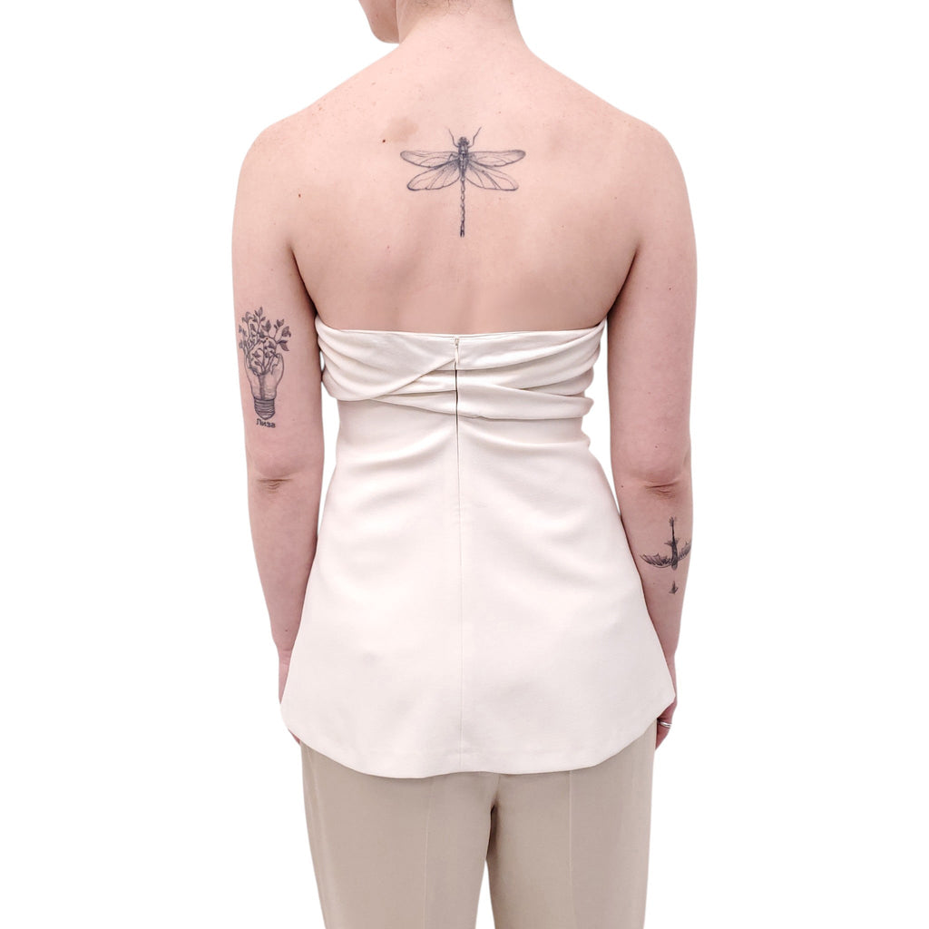 TOTEME CREAM PLEATED TUBE TOP - SIZE 32