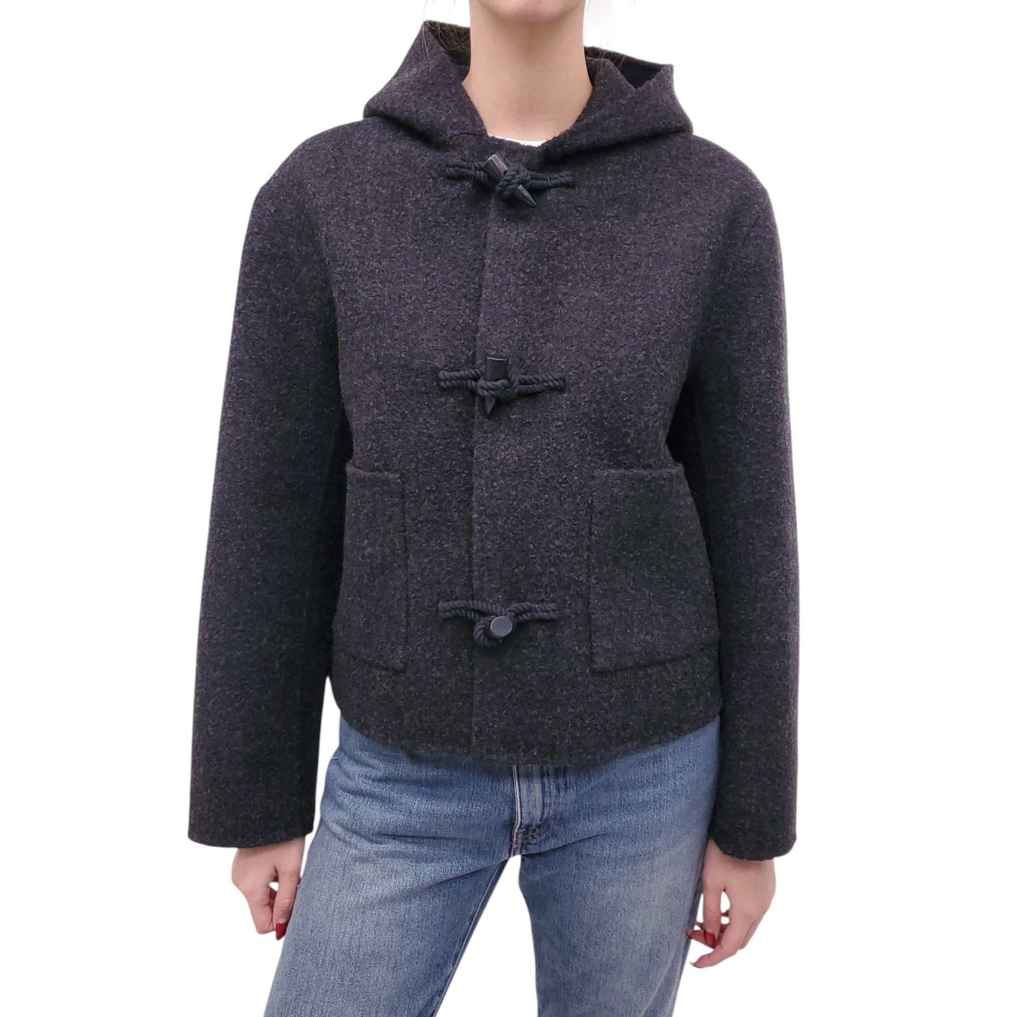 TOTEME OVERSIZED GREY FELTED DUFFLE JACKET - SIZE 32