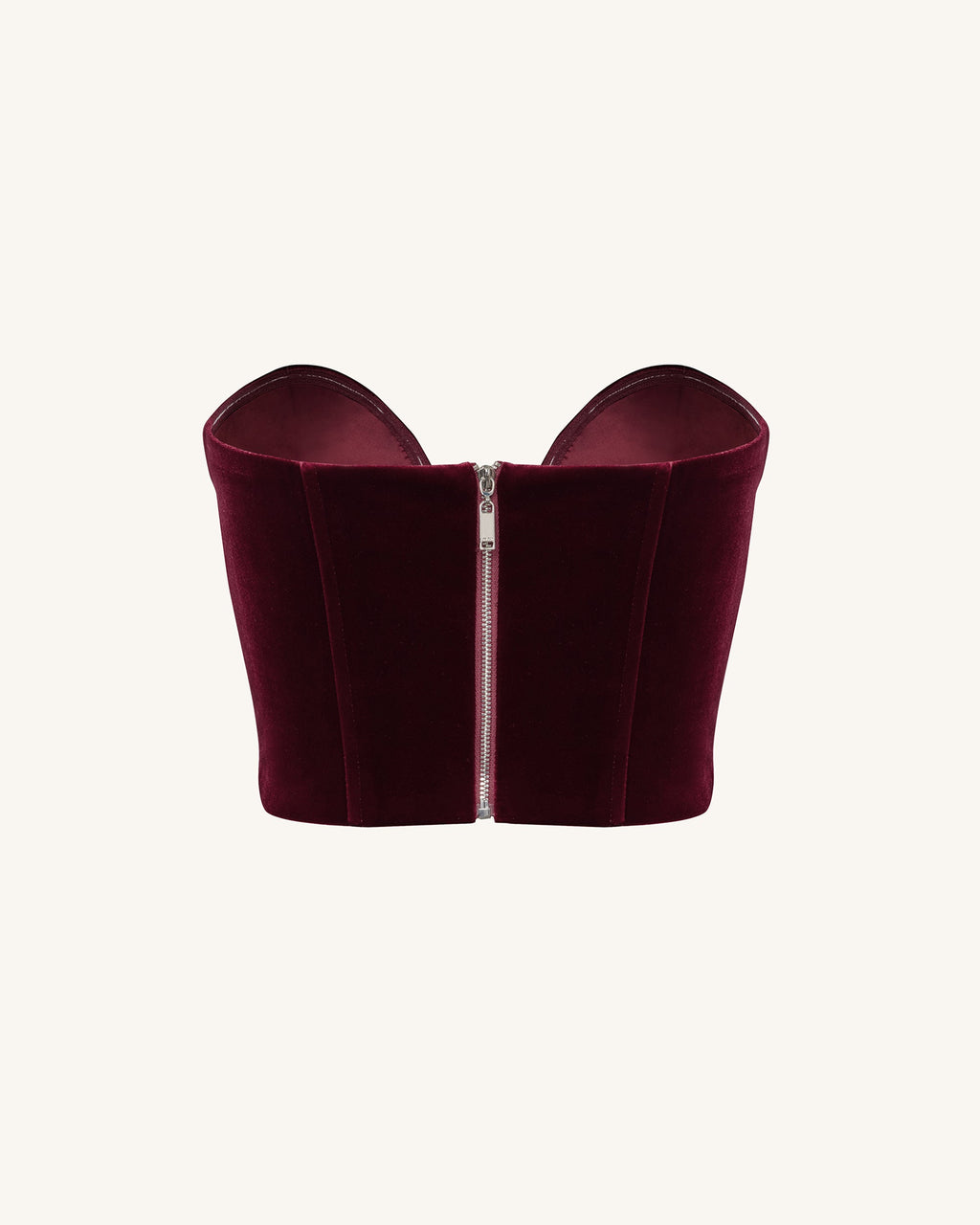 Anna Low-cut Velvet Corset Top - Claret