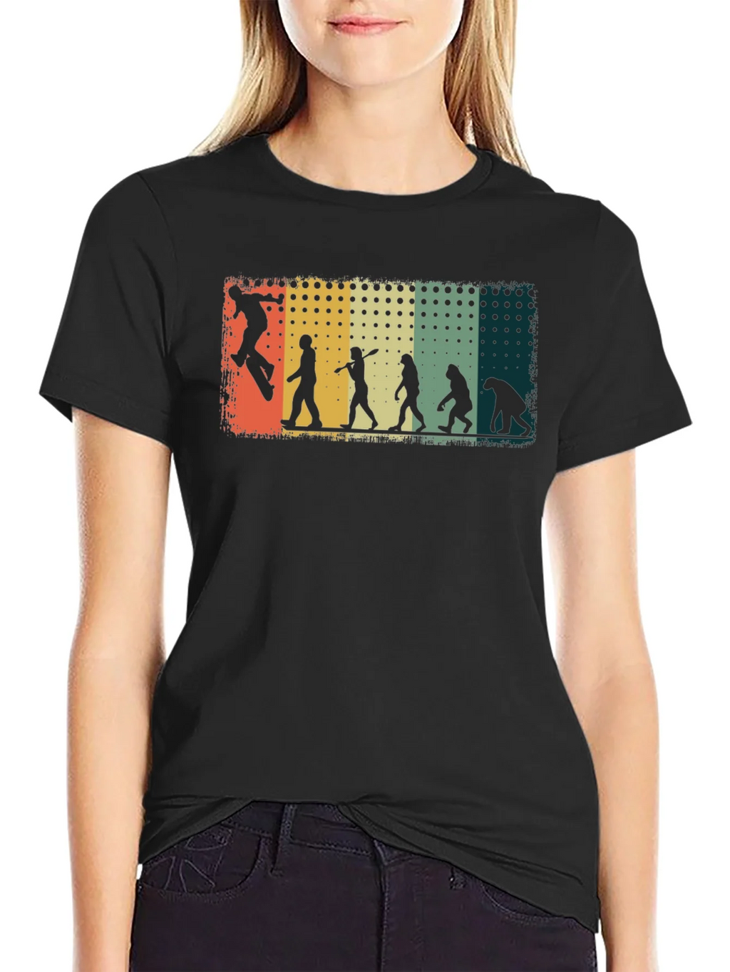 Skateboarding Evolution Graphic Tee - Black Cotton T-Shirt