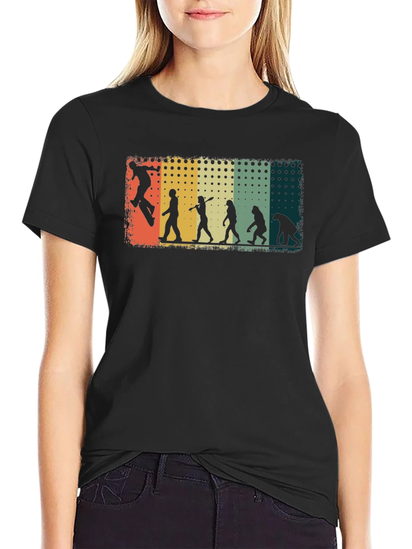 Skateboarding Evolution Graphic Tee - Black Cotton T-Shirt