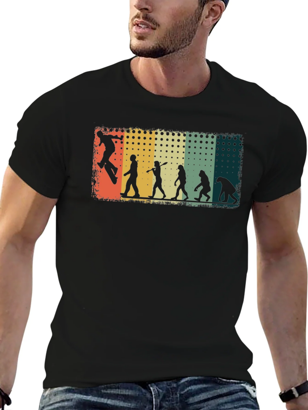 Skateboarding Evolution Graphic Tee - Black Cotton T-Shirt